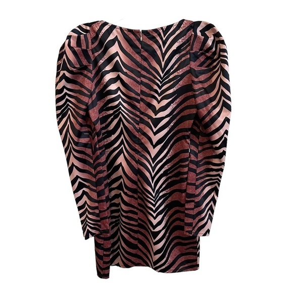 New Rare London Animal Print Mini Dress Long Sleeve Tiger Leopard NWT Sz 8 Large - Picture 10 of 16